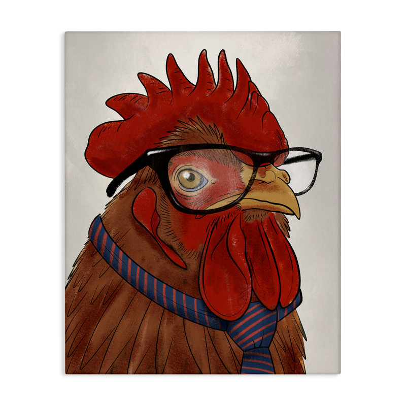Tendance coq avec toile tendue, design par Marcus Prime, H 20 po x l 16 po