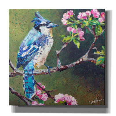 «Blue Jay on Apple Blossoms» par St. Hilaire Elizabeth, art mural sur toile