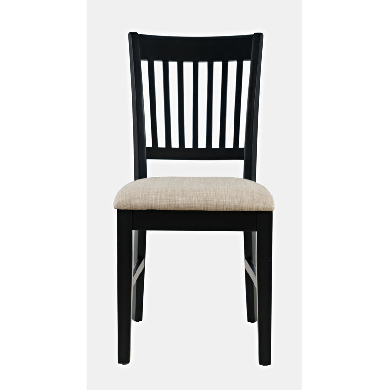 Barna 19'' H Upholstered Acacia Side Chair, Antique Black