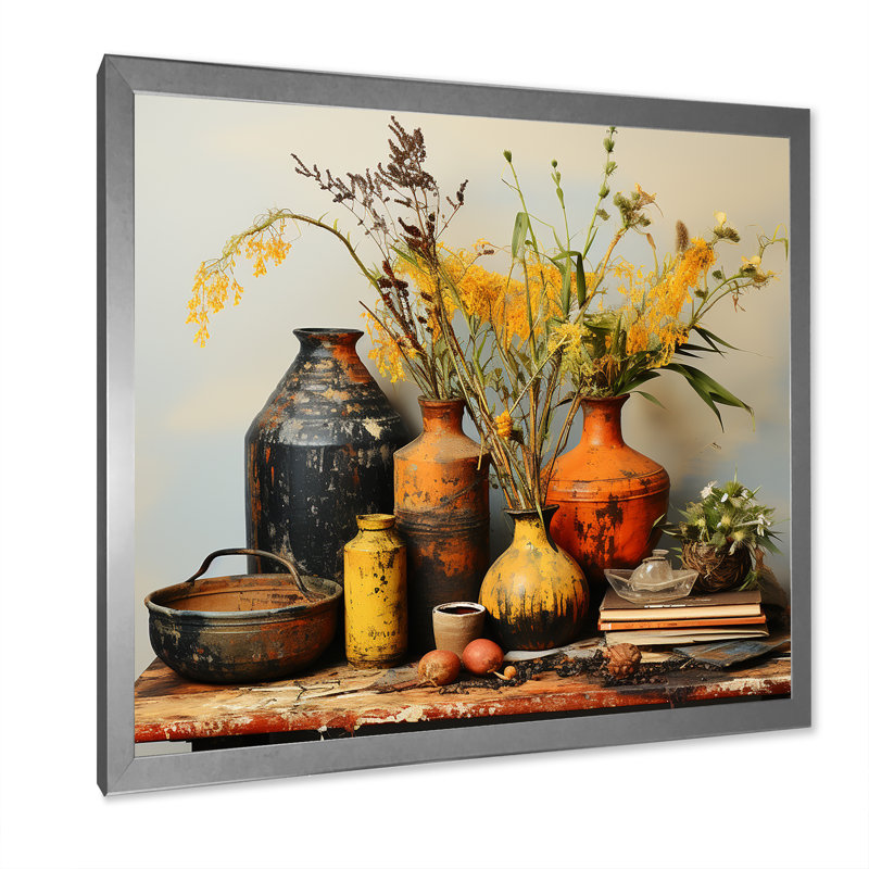 Art mural jaune Boho, Cadre simple argenté, H 16 po x l 16 po x P 1 po