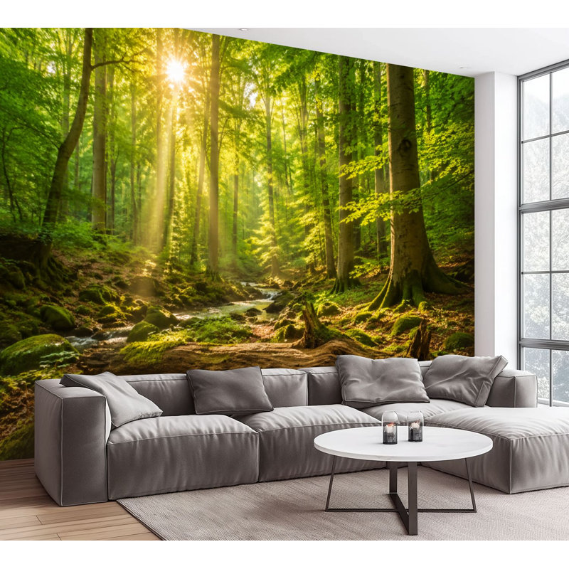 Papier peint adhésif auto-adhésif Green Forest by Sun, L 100,08 po x l 144 po