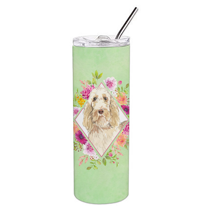 E23BF9F8391D466E9CA4F8DFEBD9A7DB de verre 20 oz à double paroi en acier inoxydable chiot, Spinone, Vert