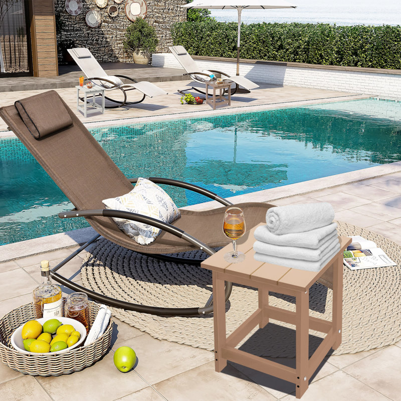Denarrius Adirondack Outdoor Side Table ,HDPE Patio Table with Easy Maintenance and Weather resistance, Light Brown