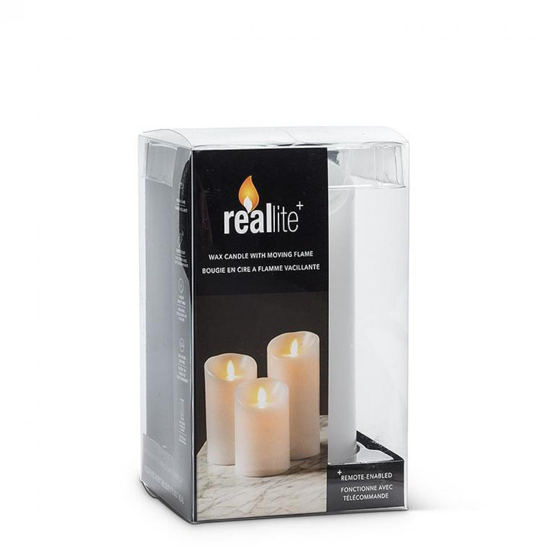 Bougie sans flamme Reallite, Blanc / Blanc, 5,5 po x 3 po sans flamme