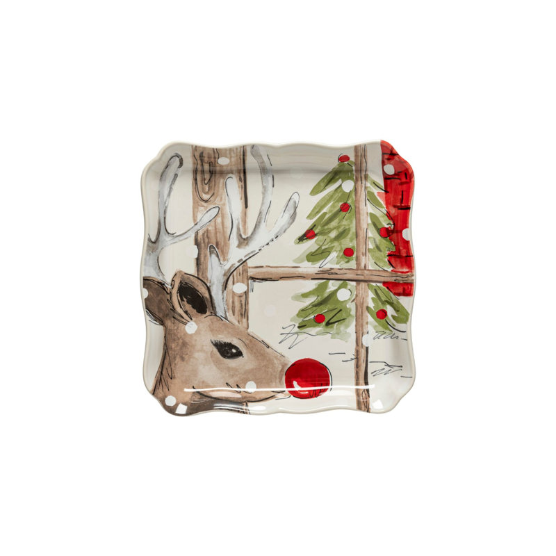 Deer Friends Stoneware Tray