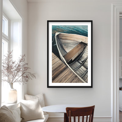 Abandon de bateaux à rames - décor côtier bleu mat
