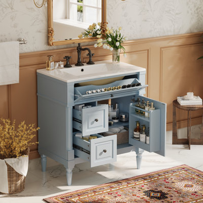 30 Inch Bathroom Vanity With Sink,Blue Gray