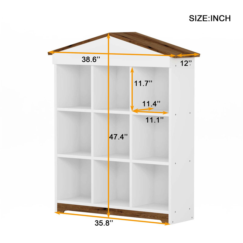 Three-Layer Bookshelf With Colorblock Design, Brown/White