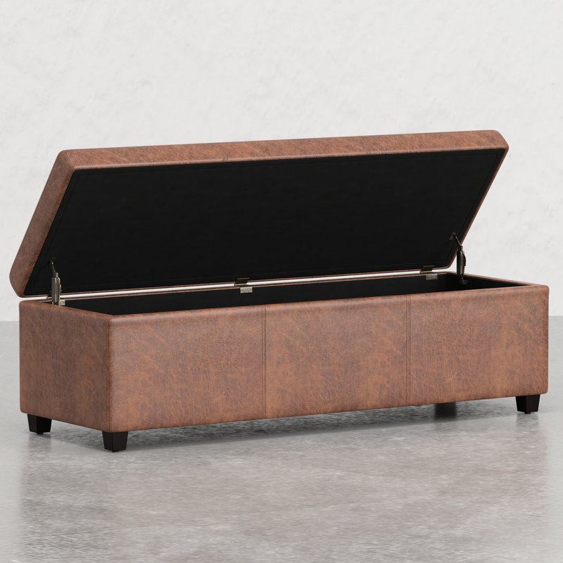 Banc de rangement surdimensionné - élégant et fonctionnel. Masquer le désordre avec P 18 po x l 54 po x H 16,5 po. Belle surface cousue, grand intérieur pour le rangement. Fabriqué en bois massif, mousse d'ingénierie à haute densité.