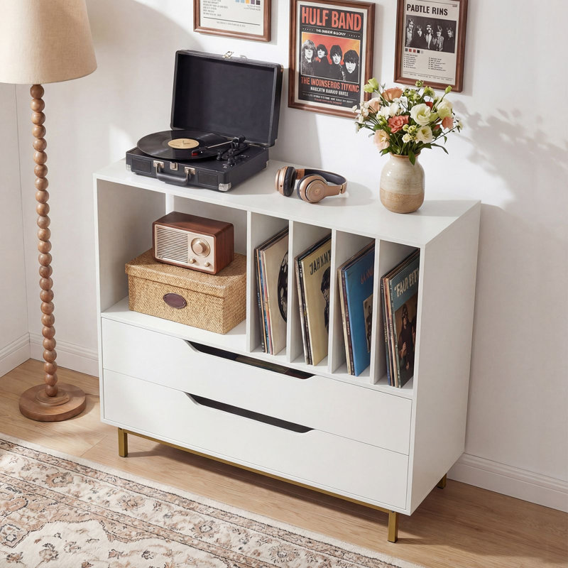 87 cm H Media Shelves, White