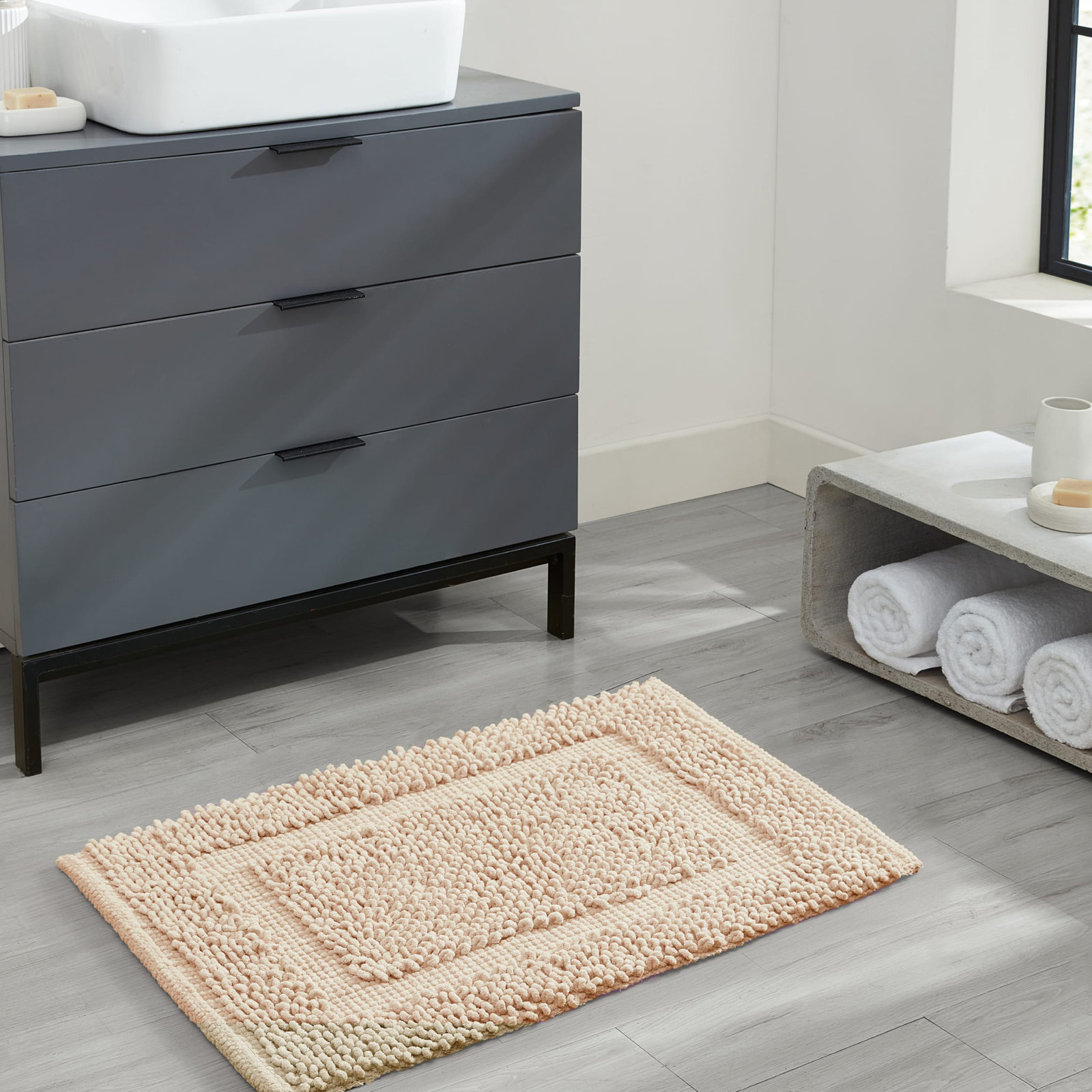 Payten Classic Cotton Bath Mat, Single - 20"W x 32"L, Ivory