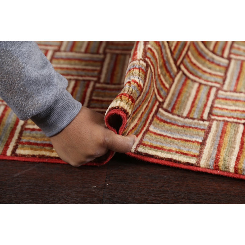 Tapis multicolore noué à la main de conception unique 4 pi 9 po x 6 pi 2 po Adrius