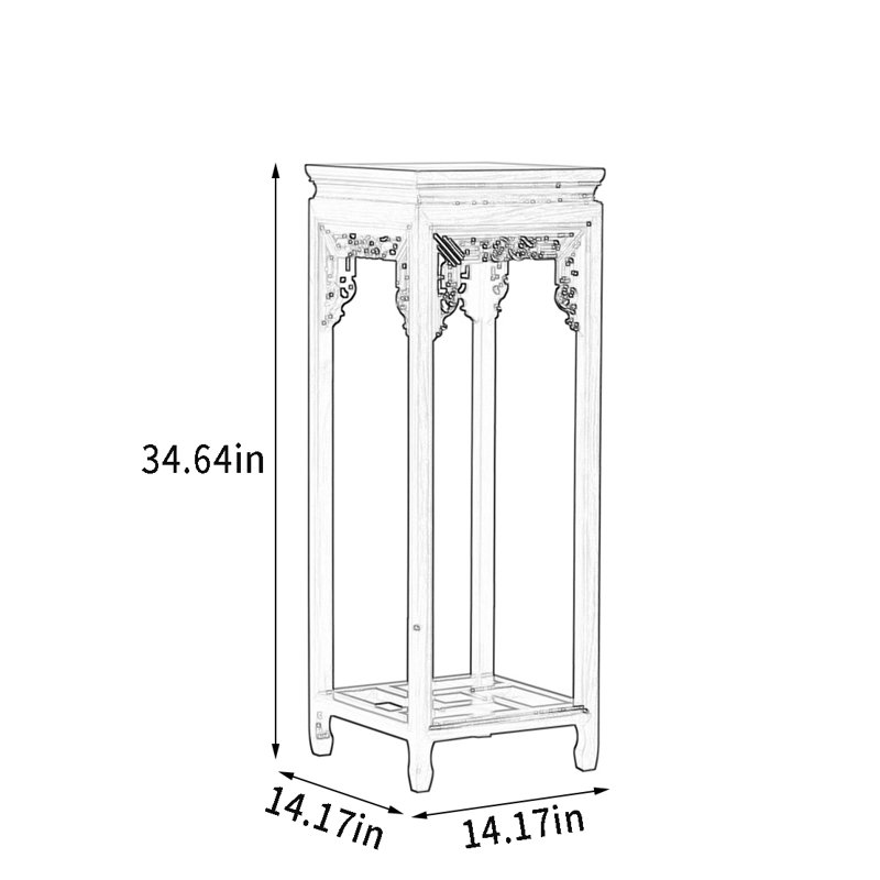 Support pour plante en bois massif de style chinois antique, Grand