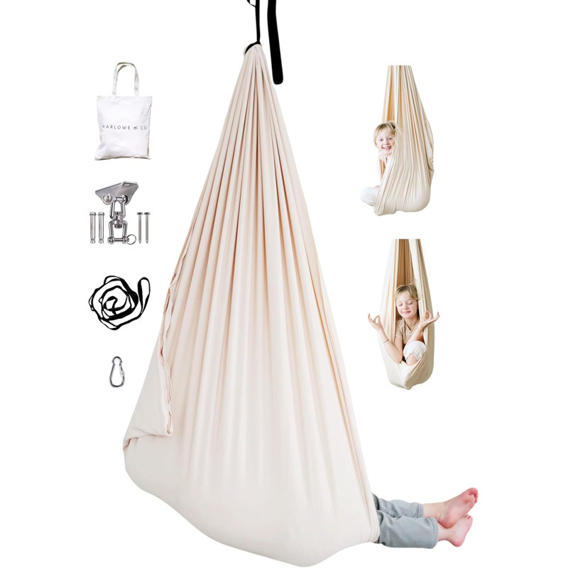 Balançoire de compression à double couche pour la thérapie sensorielle pour enfants, supporte 200 lb, comprend la quincaillerie pivotante à 360 °, mélange de coton doux