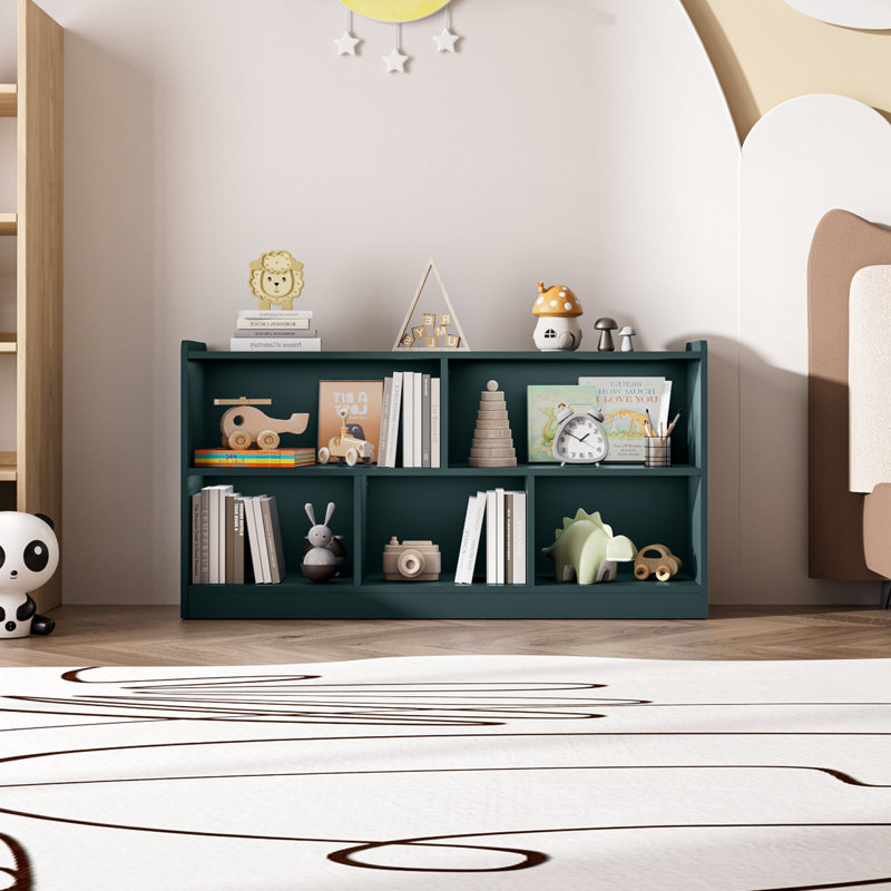Shelf 5-Section Aldarcie 24" H X 45" W Bookcase, Dark Green
