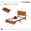Lit plateforme simple en bois massif de style Mid-Century avec tiroirs de rangement sous le lit, brun-509280233-509280235