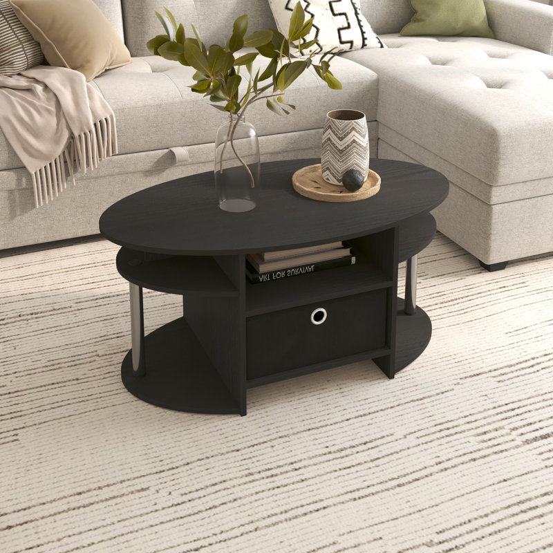 Table basse avec tablettes et tiroir à casiers de rangement Modern Modern, Americano; noir