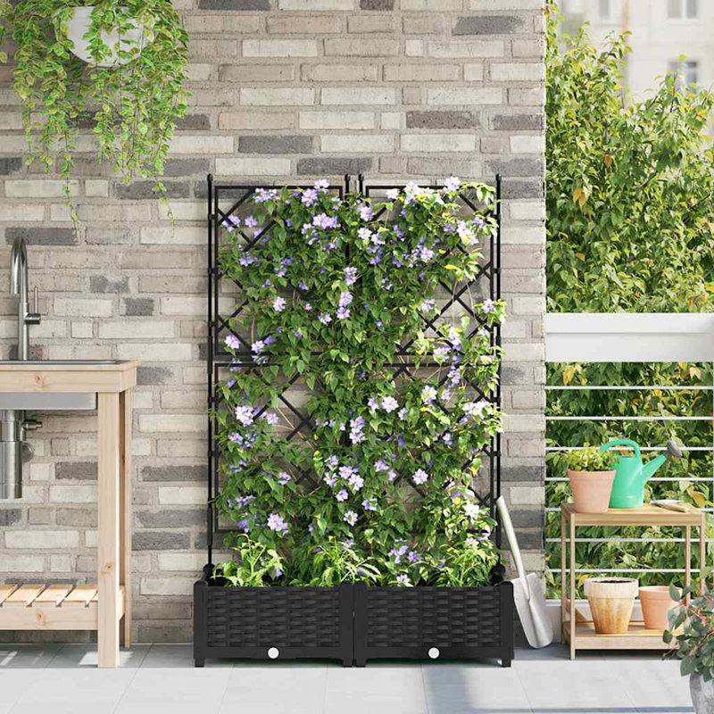 Jardinière 3 pièces vidaXL - noir 47,24 x 15,75 x 49,41 po, H 49,4 po x l 47,2 po x P 15,7 po, Noir, 3