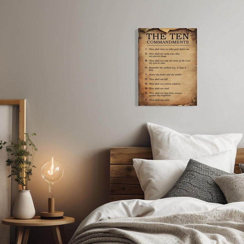 «Ten Commandments Canvas Wall Art Verse Decor»