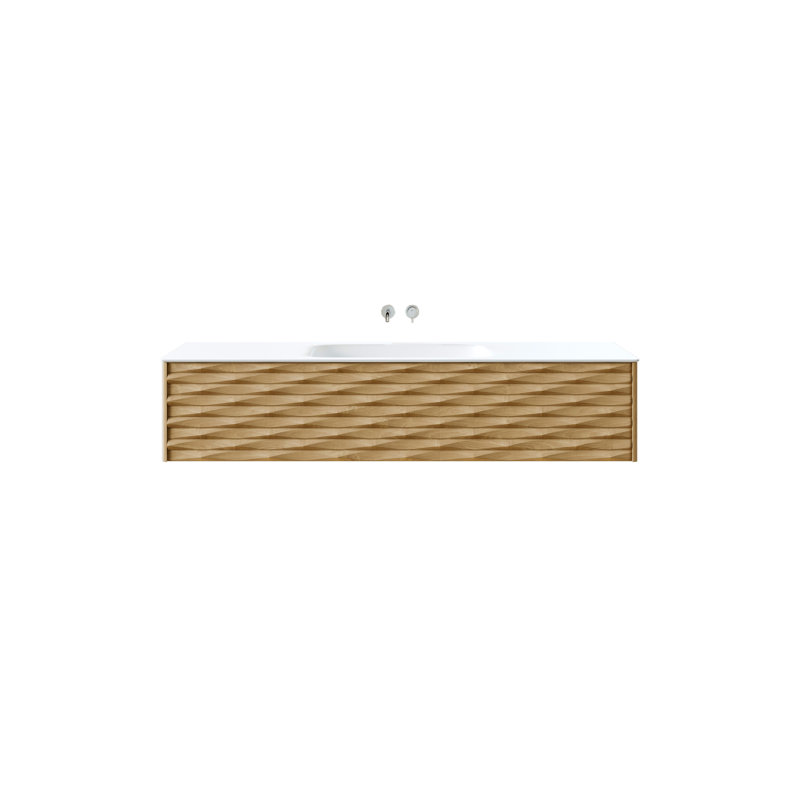 Meuble-lavabo mural simple 55 po avec comptoir à surface solide Tamarick