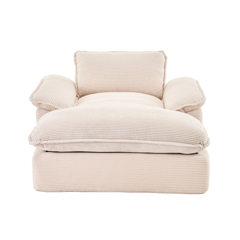 Chaise longue surdimensionnée en velours côtelé 67 po, Beige