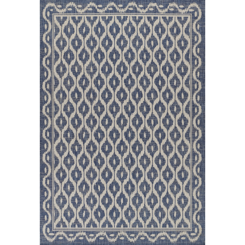 Tapis intérieur / extérieur bleu / beige Susanna, Rectangle 6 pi 6 po x 9 pi