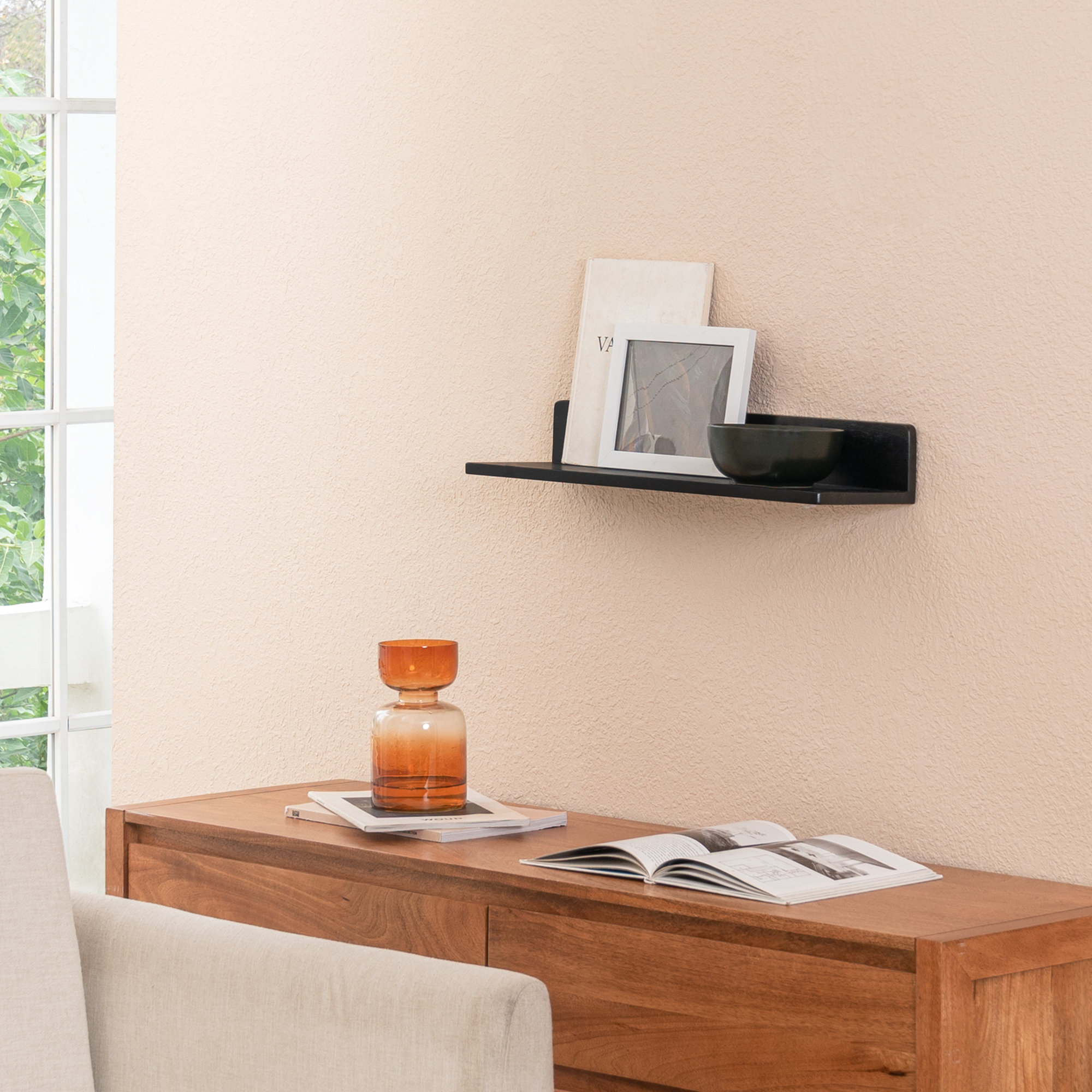 Dezerea Wall Mounted Shelves, 3.5'' H X 24'' W X 6.75'' D, Black