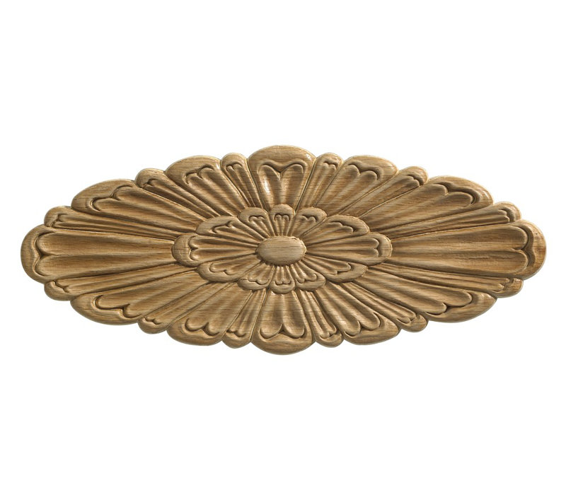 Large Unfinished Birch Wood Rosette Onlay Ornament