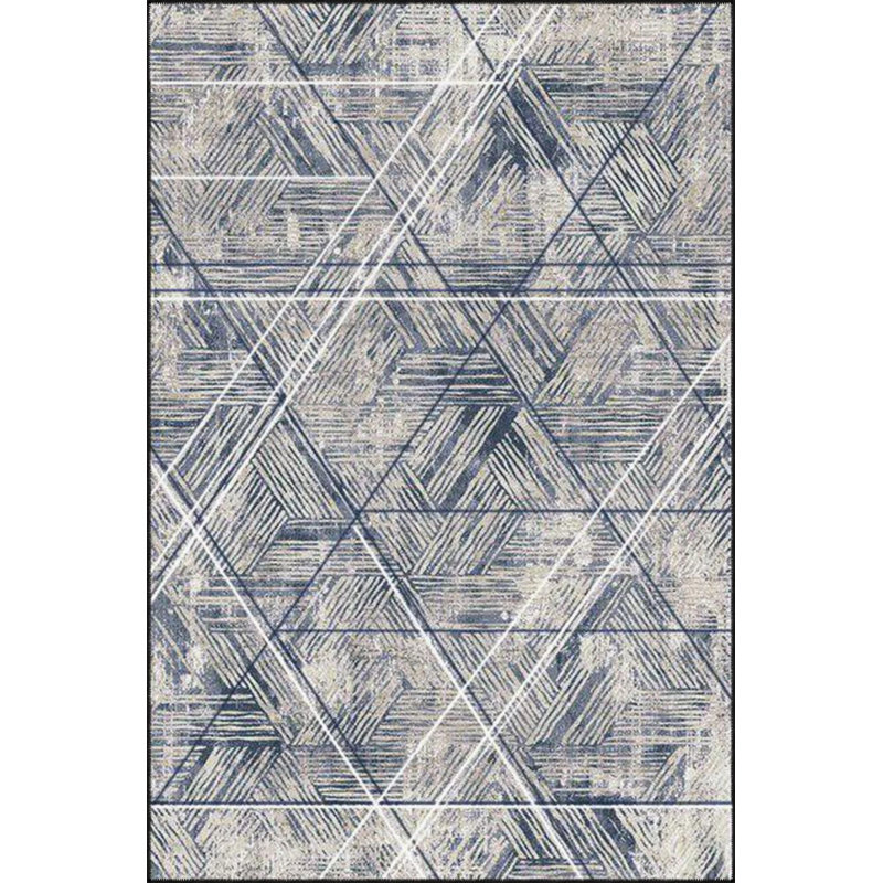 Tapis décoratif à rayures bleu clair Hira, Rectangle 4 pi 8 po x 6 pi 7 po