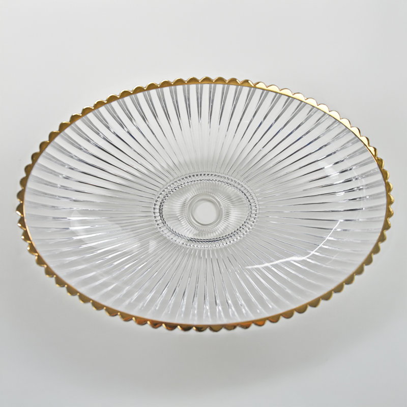 Majestic 21" Glass Oval Vessel Bathroom Sink, Clear/Gold Rim