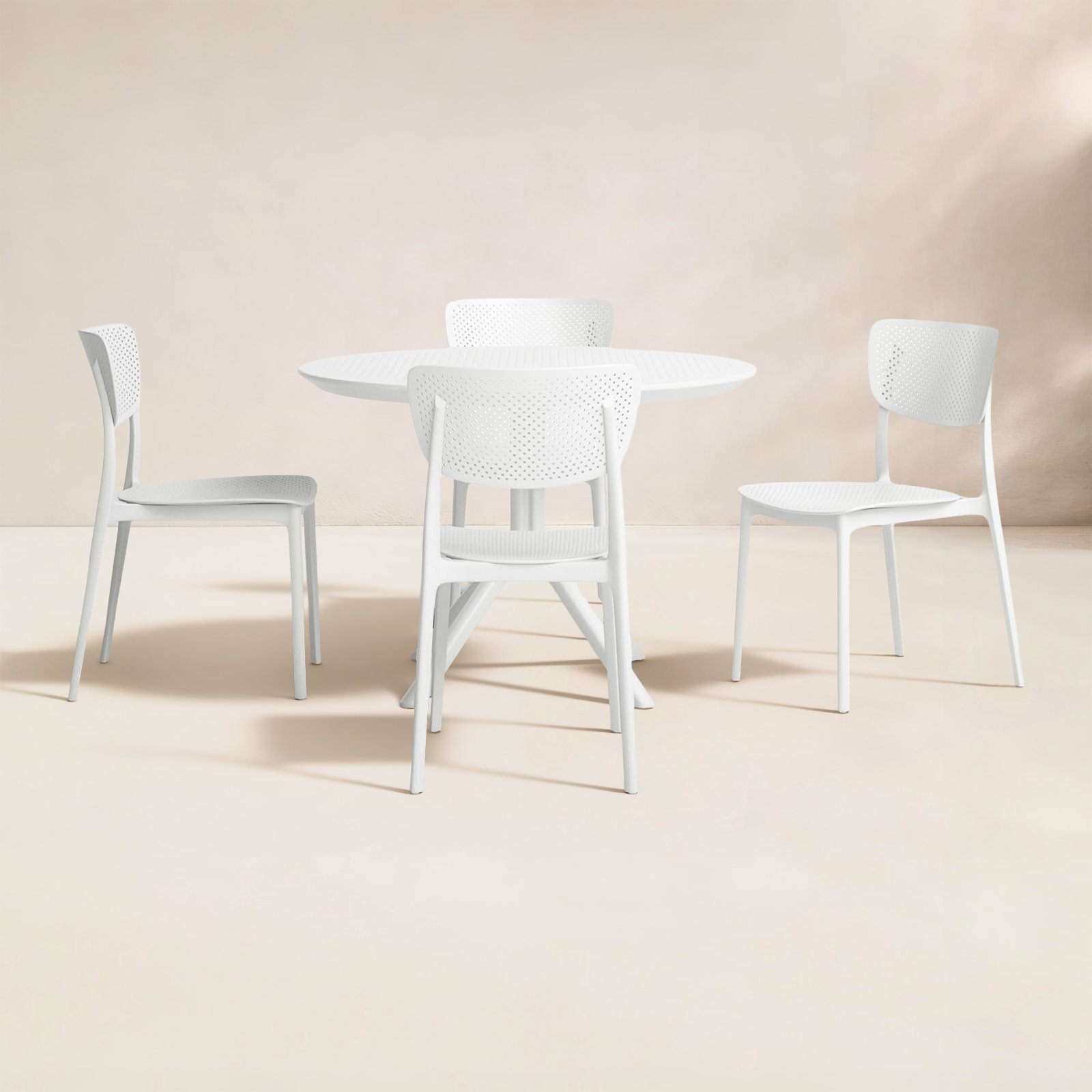 Farrah 41" Patio Dining Set, White