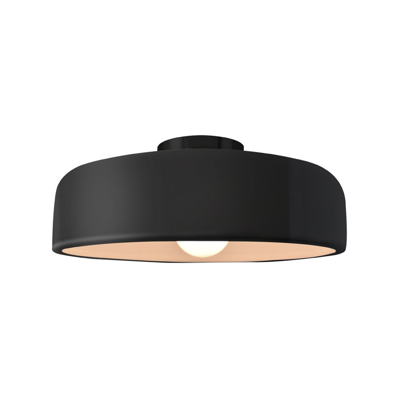 Plafonnier semi-encastré Radiance, Noir brillant / blanc mat, Noir mat, H 6 po x l 13 po x P 13 po