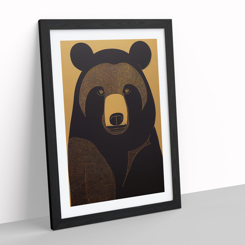Traditional Bear No.2 Abstract - Wall Art, Black Framed, 66cm H x 48cm W, White