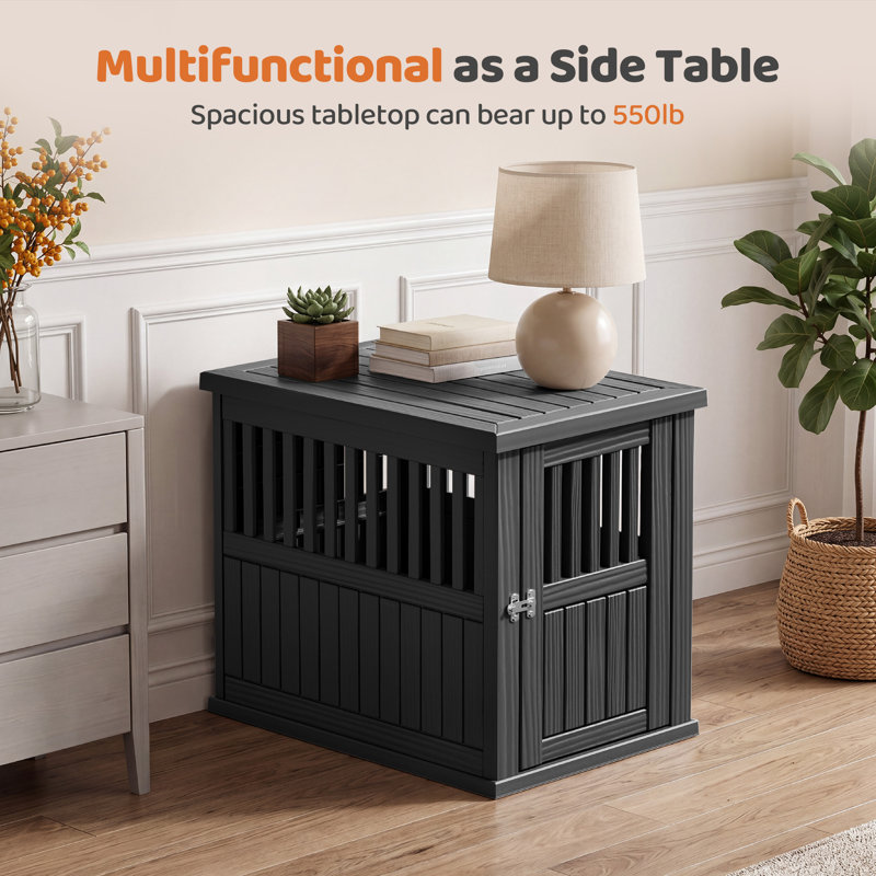 Table de bout décorative pour cage de chien - Mobilier de niche pour petits et moyens chiens, Petit, Noir