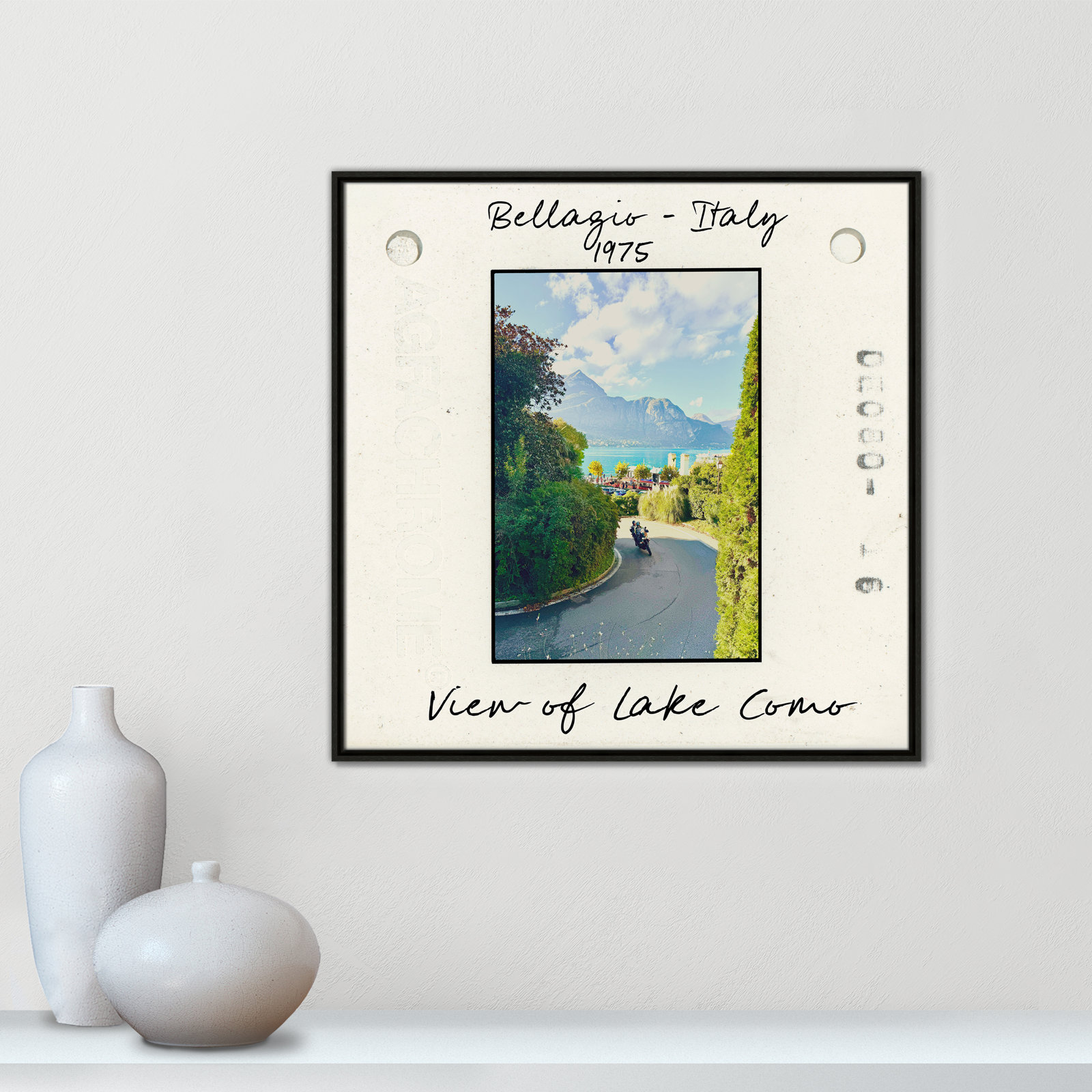 Travel Slide Collection "Bellagio, Italy - Lake Como" Print, Espresso Floater Framed Canvas, 31.5" H x 31.5" W x 2" D