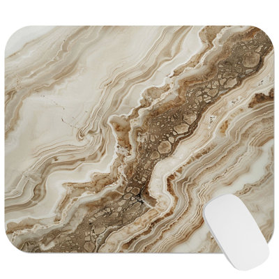 Abstract Neutral Marble Geode XI Crystals Geode Modern Gaming Cute Office Laptop Desk Pad Gift Mat Square Rectangle Non-Slip Mousepad