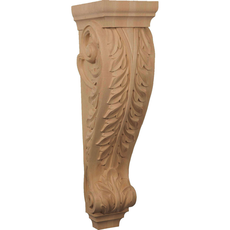 8"W x 9"D x 30"H Large Jumbo Acanthus Wood Corbel, Alder (2-Pack), Brown, 30" H x 8" W x 9" D
