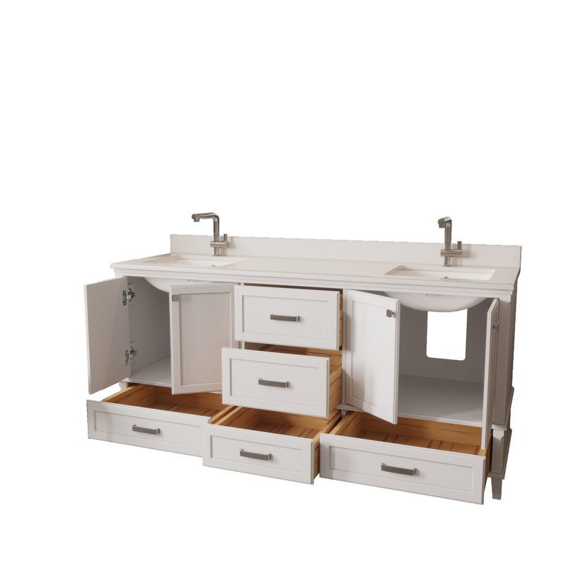 Ensemble de meuble-lavabo double l 70,7 po x P 21,2 po x H 33,8 po Claritsa, Blanc