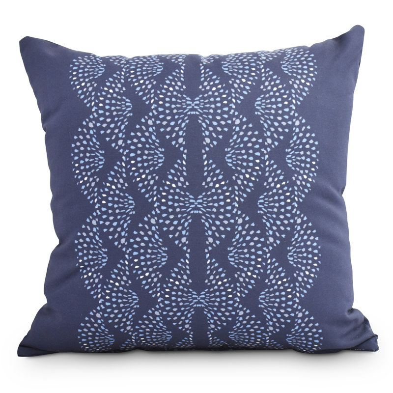Fickle Florals Geometric Outdoor Reversible Throw Pillow, 20" x 20", Blue