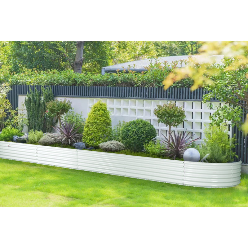 12x3x1.5ft Galvanized Steel Raised Garden Bed White