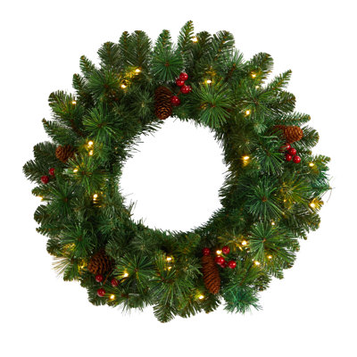 Faux Lighted 20'' Wreath