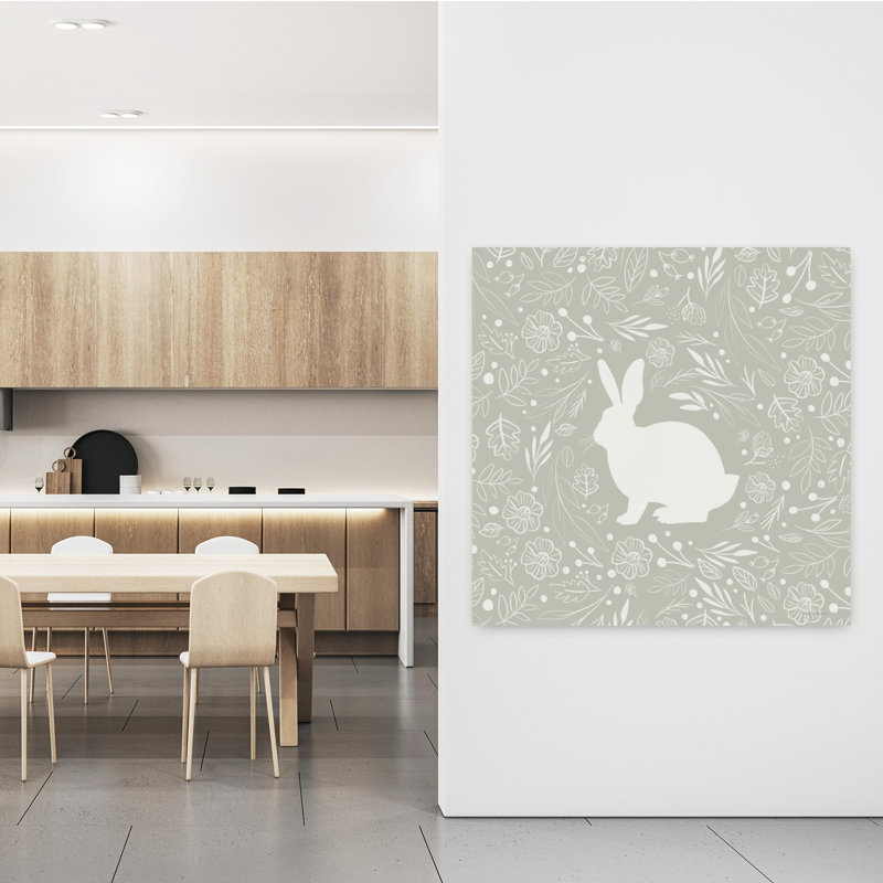 Art floral de lapin floral, H 48 po x l 48 po