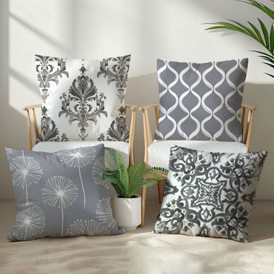 4 housses de coussin décoratives à motif de lignes simples bohémiennes