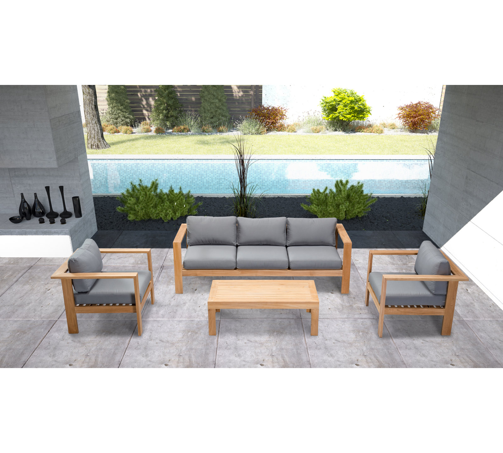 Sonoma 5-Person Sunbrella® Patio Seating Group, Canvas Charcoal Sunbrella® Canvas