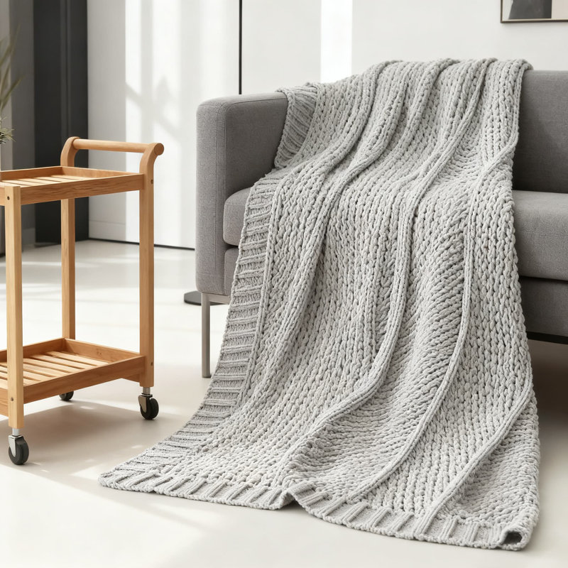 Jeté Chenille, Gris