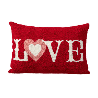 18"L Valentine's Hooked LOVE Pillow