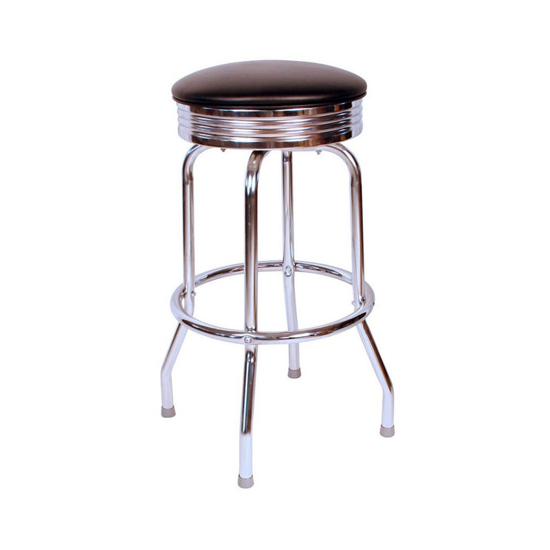 Tabouret de bar et de comptoir pivotant à un anneau Retro Home, Noir, noir, noir, noir