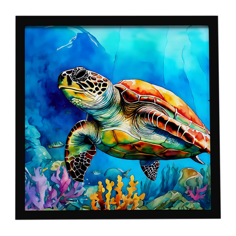 Loggerhead Sea Turtle Framed Metal Print