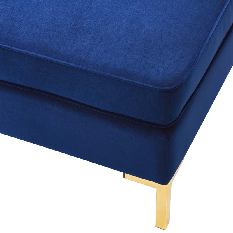 Canapé modulaire en velours performance 5 pièces Ardent, Bleu marine