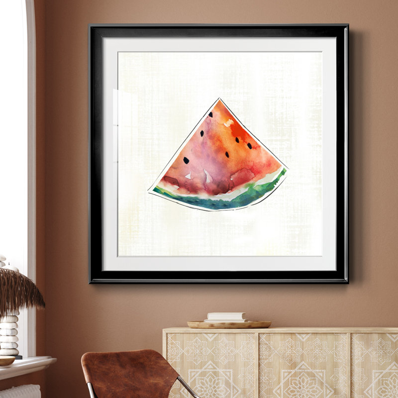 Happy Melon - peinture encadrée, Cadre noir, H 26,5 po x l 26,5 po x P 1,5 po